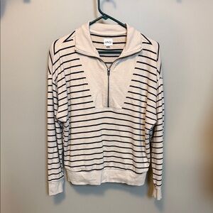 JAG Size Medium Striped Half-Zip 100% Cotton Pullover Sweater Top